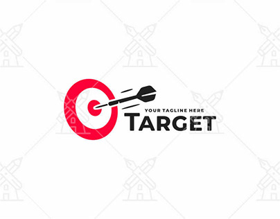 Target or dartboard and dart logo design