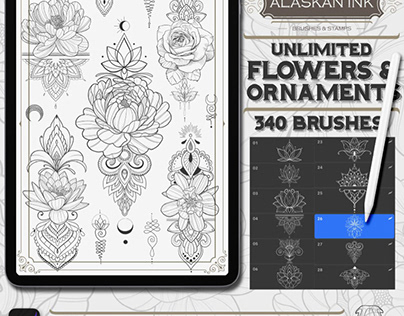 Unlimited Flowers and Ornaments - 340 Procreate Pack