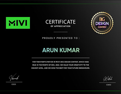 Certification by MIVI for design creatives