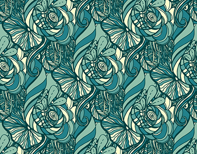Vector seamless texture with abstract flowers. Endless 