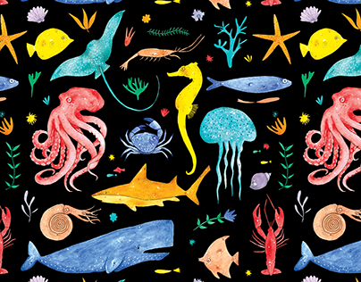 Minueto Sea animals pattern