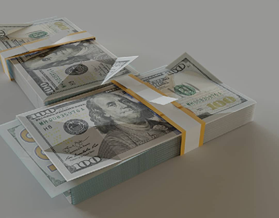 Dollar bills realistic render