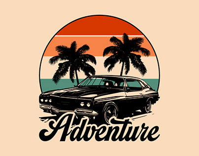 Adventure Wild life in old Car T-shirt Design