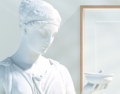 Stock poster mockups series in with antique sculptures