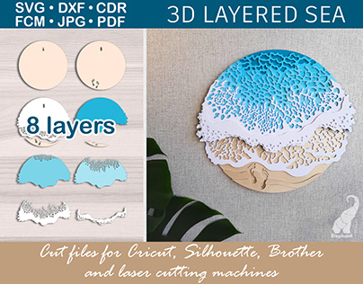 3D paper layered sea template