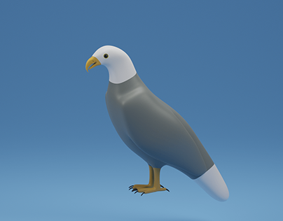 Cartoon Cute Bird Bald Eagle 3D model
