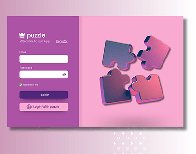 ui\ux login screen for puzzle lover website