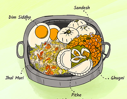 Indian Snack Dabba illustrations for Hostel /homes