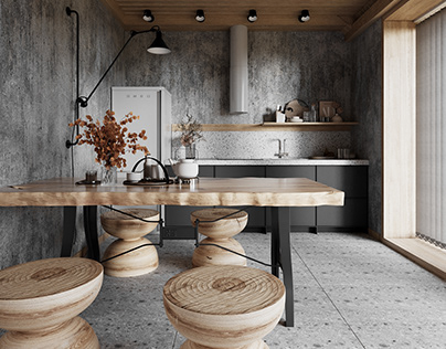 Visualization of the kitchen in a country house