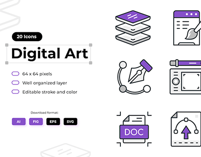 Digital Art Icons - Filled Line