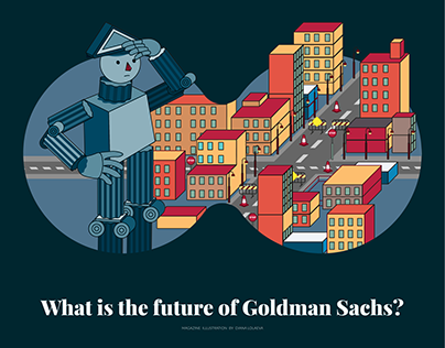 Editorial illustration. Goldman Sachs for QUARTZ mag.