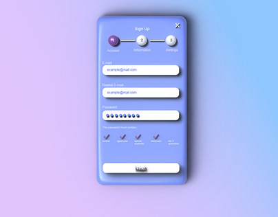 3D mobile app page UX/UI-design