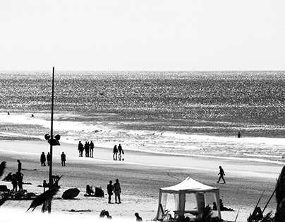Beach sceneries in black and white