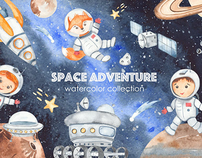 Space adventure watercolor