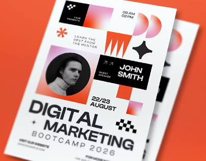 Edgy Gradient Digital Marketing Bootcamp Flyer Set