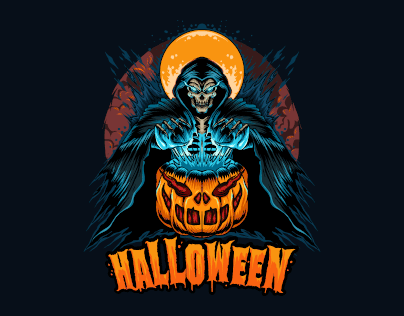 Halloween with pumpkin and grim reaper grim reaperl