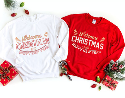 Welcome Christmas and happy new year Typography T-Shirt