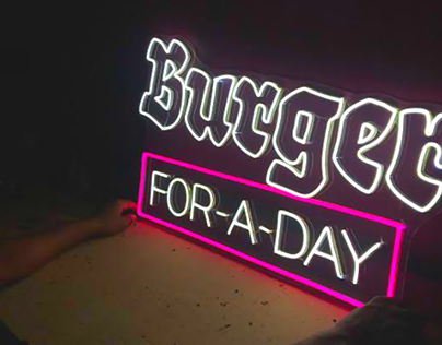 Neon sobre acrílico Burger for-a-day