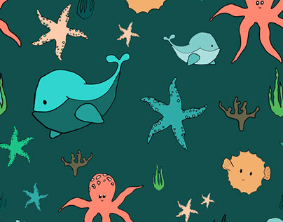 Underwater kids pattern design