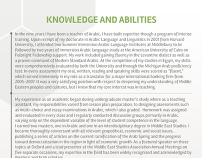 Knowledge and Abilities Sample