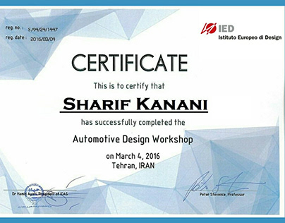 Automotive Design Workshop Certificate