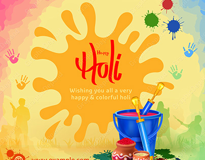 happy holi colorful festival social media post template