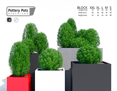 3d modeling & visualization PotteryPots Block