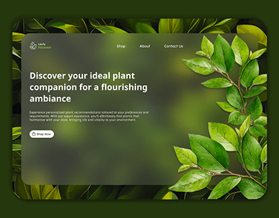 Landing page for an online plant shopping website.