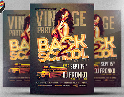 Vintage Back To School Party Flyer Template