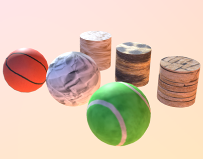Textures and Materials - 3 Spheres 3 Cylinders