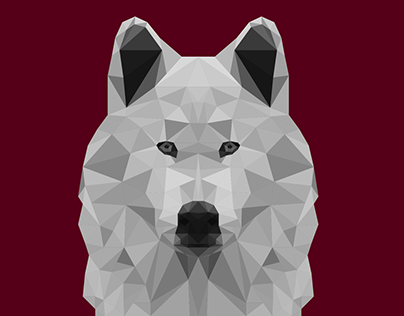white wolf low poly artboard