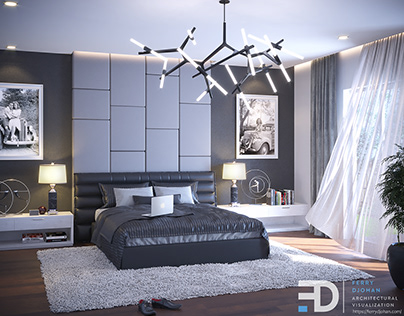 Grey Bedroom Design and Visualization