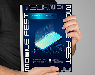 Banner and flyer for Techno Mobile Fest