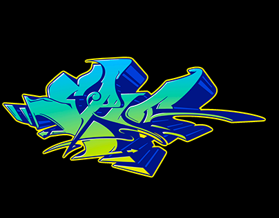 Spit Graffiti Piece Blue/Yellow