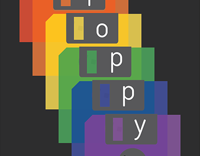 Retro Rainbow Floppy Diskette Poster