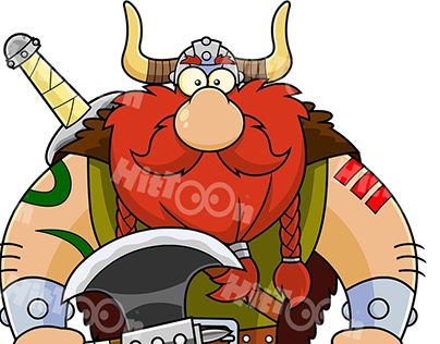 Viking Character Holding A Big Axe