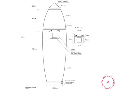 Desenho técnico de capa de prancha - Projeto Lora