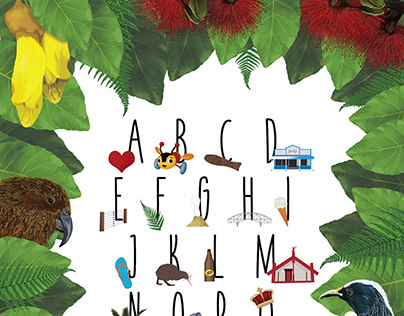 ABC Poster New Zealand Kiwiana Theme