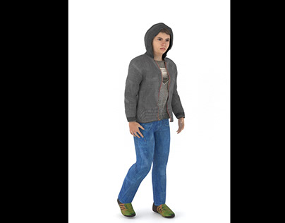 Teen boy walking wearing hoodie
