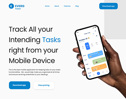 EverG Tracker Mobile App UI DESIGN (LANDING PAGE)