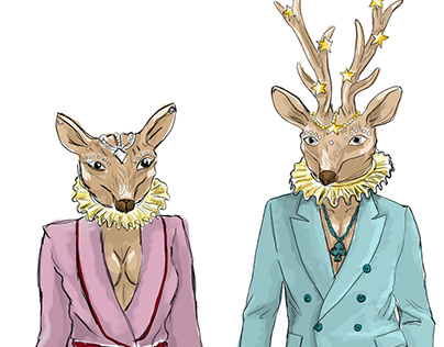 A deer head hipster couple