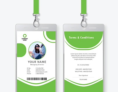 Front and back id card template with picture