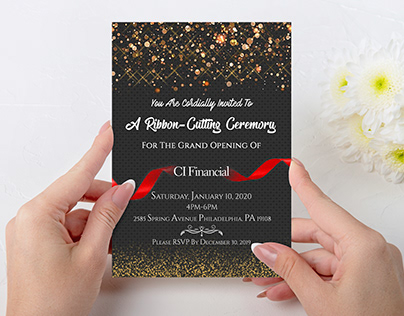 Cutting Ceremony Invitation Card Design With Mockup