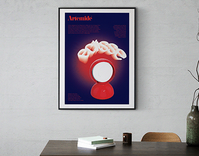 Vintage style poster of Eclisse lamp by Artemide