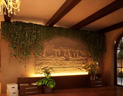 Interior landscaping in Romanesque style