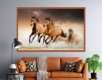 Horse Painting Canvas Design