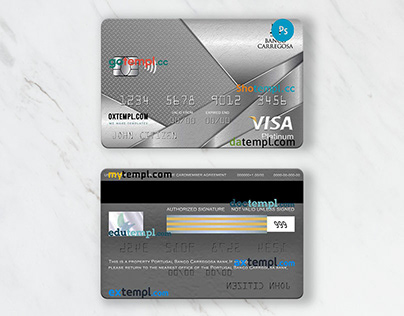Portugal Banco Carregosa bank visa card template