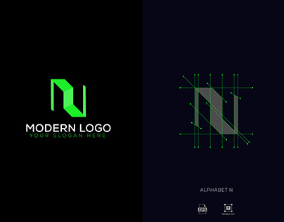 Alphabet N Modern Letter logo,Branding logo