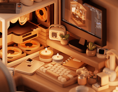 Isometric 3D Scene | Cute Workspace