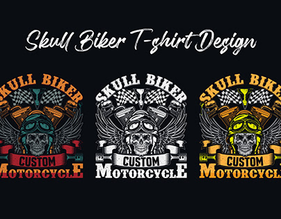 Skull Biker T-shirt Design